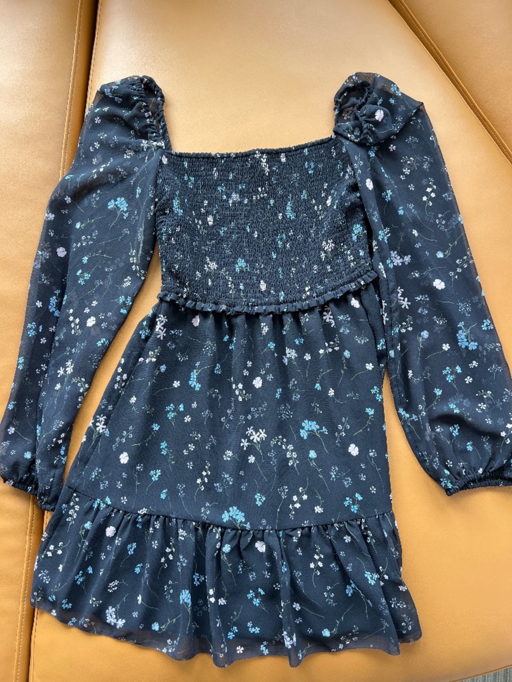 Black floral mini dress
